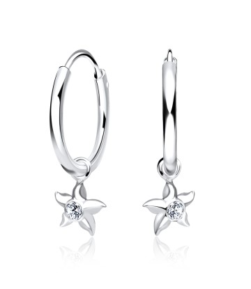 Shinning Star CZ Silver Hoop Earring HO-1662